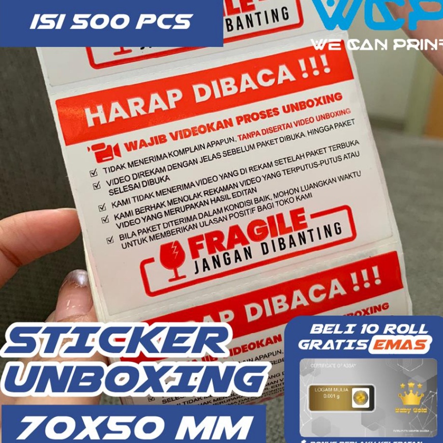 

(➸P☀ 13L] [ 500 PCS ] Label Sticker FRAGILE Wajib Video Unboxing Stiker Jangan Dibanting Online Shop pasti.diikirim.