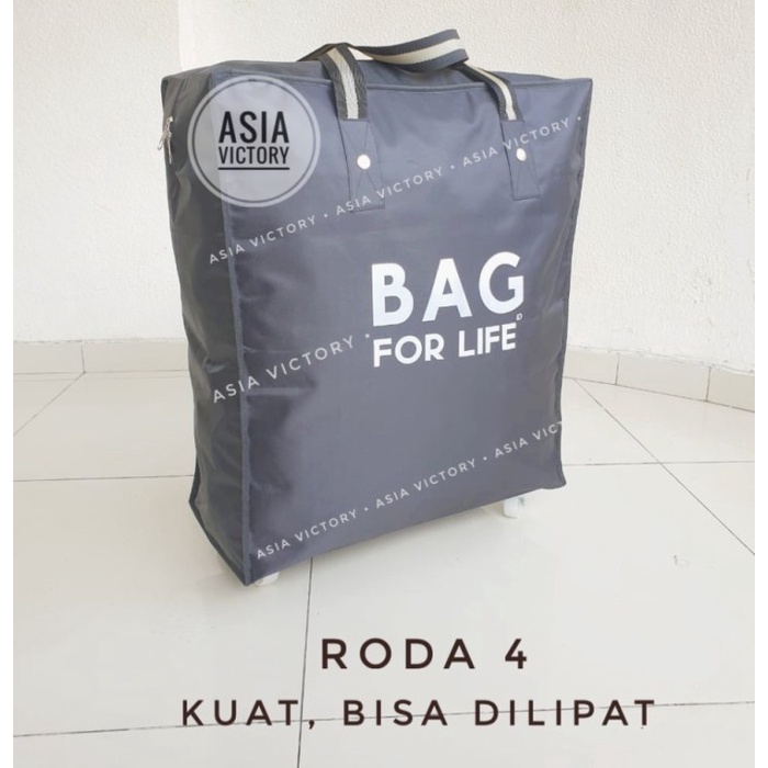 Tas Travel (Besar) Barang Belanja Roda 4 Lipat Shopping Tote Bag Fold