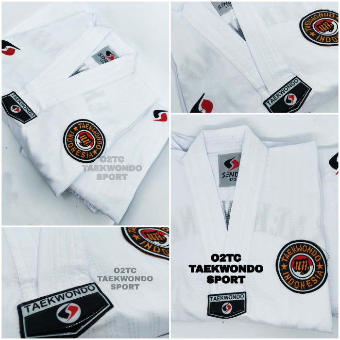 Dobok Taekwondo Sendy Champion Kerah Putih Pemula Berkualitas