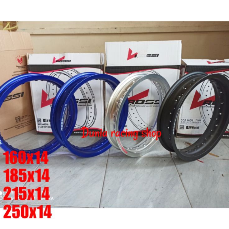 - Velg Rossi 140 14 160 14 185 14 215 14  250 14 Velg ring 14 Gold Biru Hitam Silver Harga satuan r 