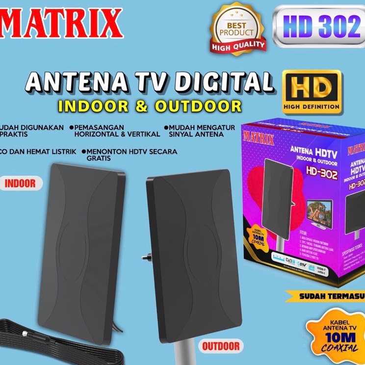Terlaris Antena TV Digital Matrix Digital Indoor / Outdoor / Analog HD-302 l Terlaris ♒.