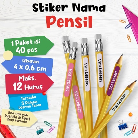 

➶Big Sale✽ STIKER LABEL NAMA UNTUK PENSIL WATERPROOF V49 ➭