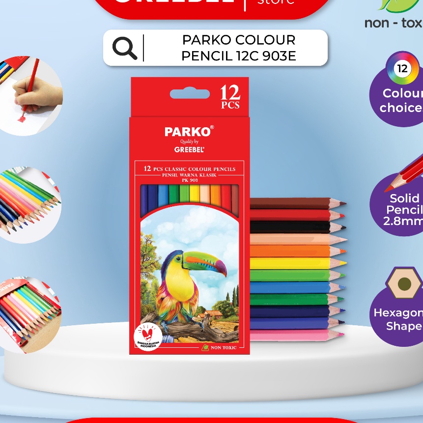 

[➲.I5A✮) PARKO Pensil Warna anak PENCIL 12C 903E (ISI 12) /Coloring/Color/Colour Pencils Cerah tidak beracun utk mewarnai anak- paliing.laris..