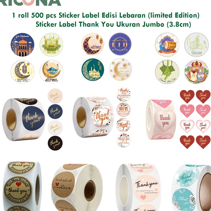 

[☑/LR♥9> 500 pcs Stiker Label Jumbo Ukuran Besar 3.8cm - superr.keren.