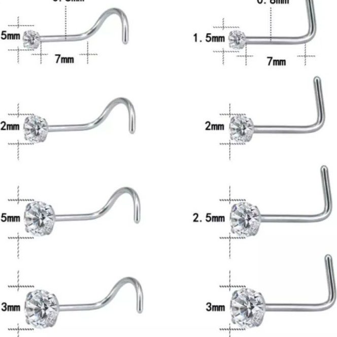 [0◆/L✮L] ANTING HIDUNG NOSESTUD STAINLESS ZIRCON 1.5mm - 3mmmuurah.