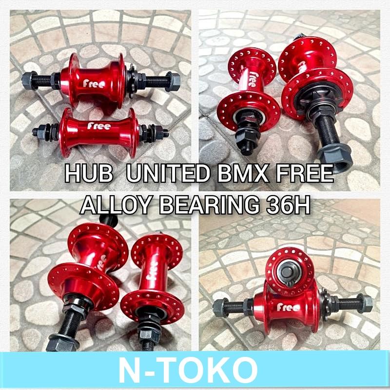 HUB FREE HUB - NAP SEPEDA BMX UNITED FREE ALLOY BEARING 36H Hitam Dan Merah Sepeda Sparepart Termura