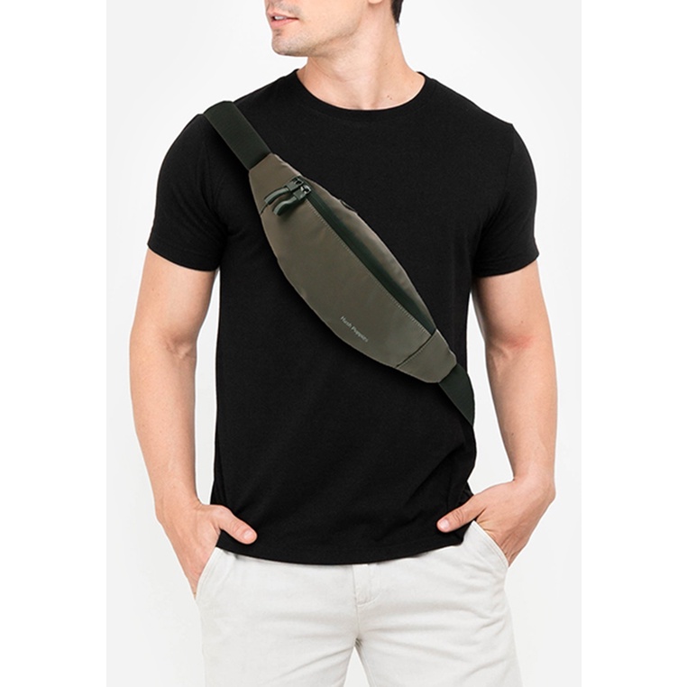 Tas Pinggang Hush Puppies Original Pria WaistBag Waist bag bernuansa monokrom untuk sporty casual lo