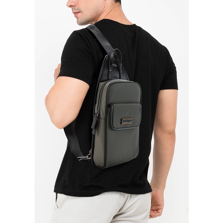 Tas Selempang Hush Puppies Original Pria Slempang Material nilon dan kulit Lamaran Branded Kasual Ca