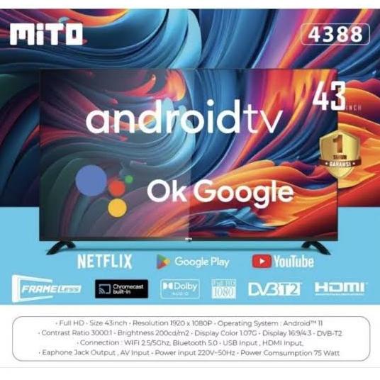 Termantab] MITO LED ANDROID TV TELEVISI 43 inch Bisa Internet BATAM GARANSI RESMI