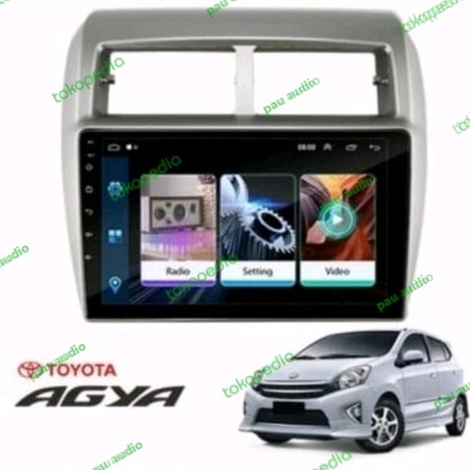 frame head unit android 9 inch mobil ayla/agya
