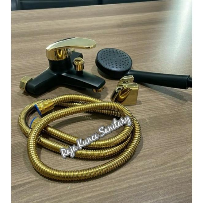 TER-UPDATE KRAN SHOWER PANAS DINGIN HITAM-GOLD+HAND SHOWER/KRAN BATHUB PANAS DINGIN BLACK GOLD #ORIG