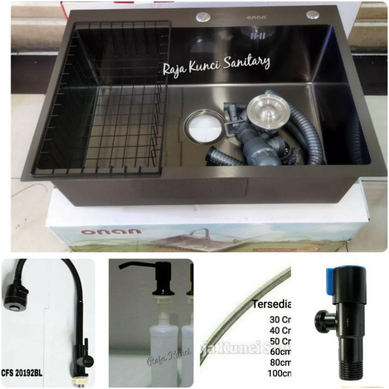 TER-UPDATE ONAN KITCHEN SINK 7050 1 LUBANG STAINLESS HITAM BLACK/PAKET LENGKAP KITCHEN SINK ONAN 705