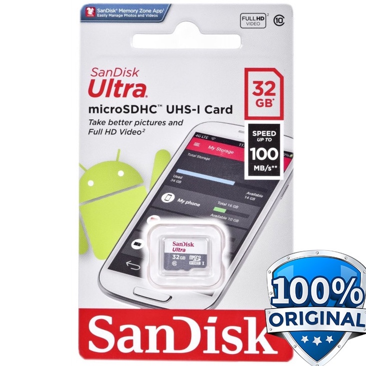 Big Sale.. Memory CCTV V380 Pro SanDisk Ultra microSDHC Card UHS-I Class 10 (100MB/s) 32GB Memori Hp