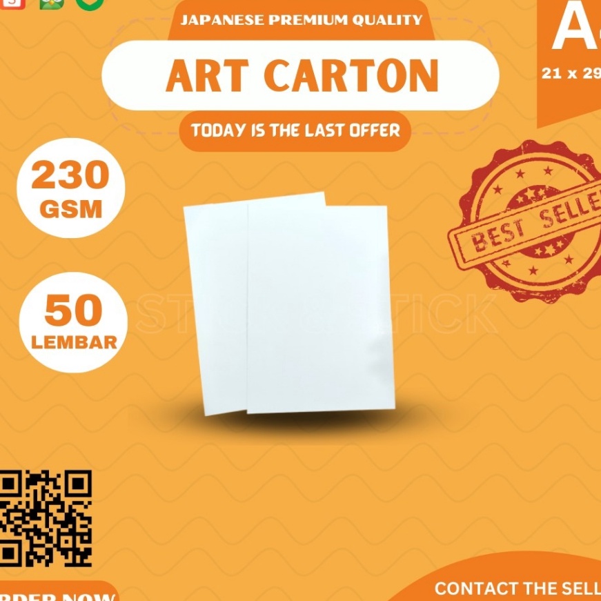 

(☀HP.➛J> Art Carton 230 gsm A4 isi 50 lbr / Kertas Karton Paper Glossy - paling.lariis..!