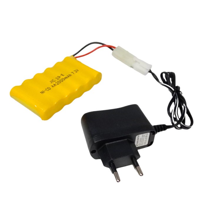 FLASH SALE PAKET CHARGER + BATERAI RC NI-CD AA 2000MAH 7.2V SOKET PUTIH JEJER TERMURAH
