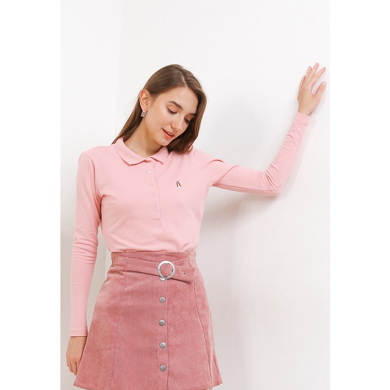 Kaos Hush Puppies Original Wanita Tee Material katun spandeks tidak transparan, ringan, dan agak str