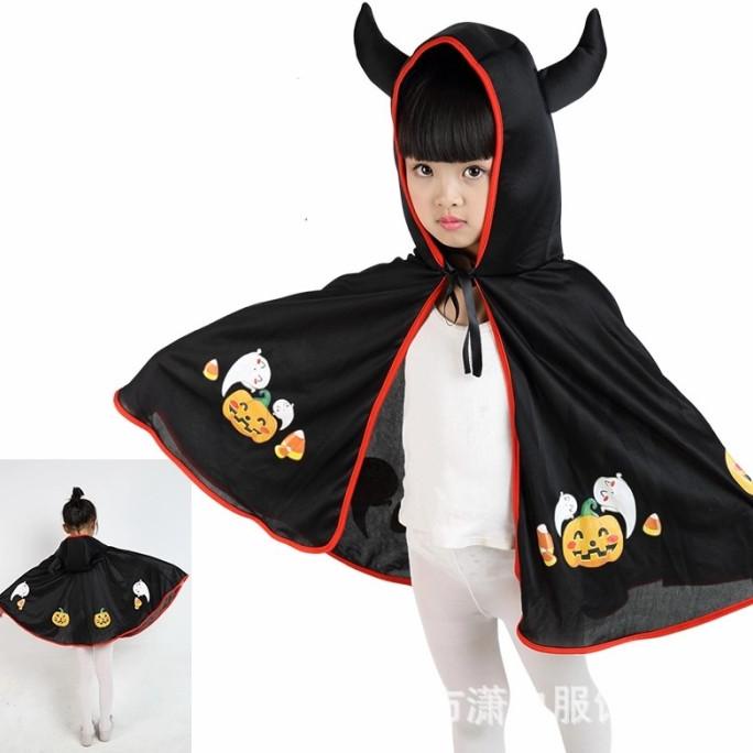 

New Sale Grosir Kostum Halloween Anak Trick Or Treat Cape Devil Jaket Hitam Berkualitas