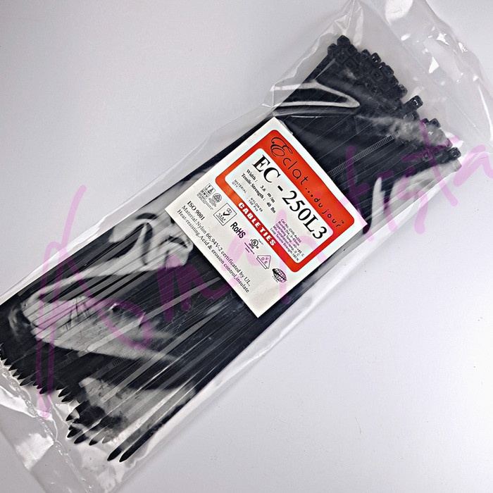 

cable ties / sabuk kabel eclat hitam 250x3.6mm nylon66 - 100pcs tokolaris1629