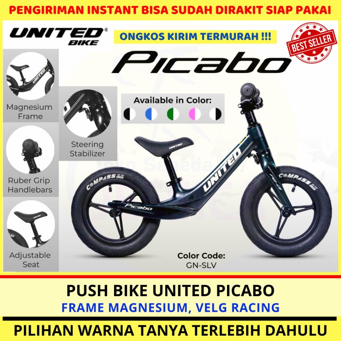 Push Bike United Picabo Magnesium Balance Bike Sepeda Keseimbangan Berkualitas