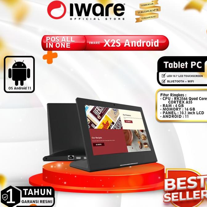 Pos Android 11 Mesin Kasir Iware X2S 10 Inch 4Gb/16Gb Bluetooth Wifi