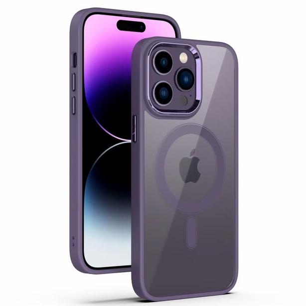 PROMO CASE IPHONE 14 PRO MAX PLUS MAGSAFE CASING CLEAR ACRYLIC DEEP PURPLE