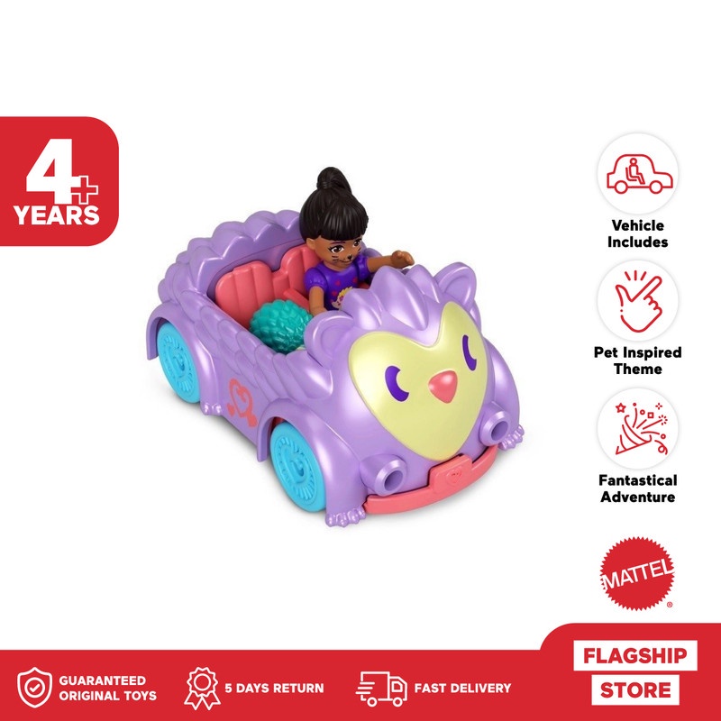 Polly Pocket Pollyville Car Hedgehog - Mainan Boneka Anak Perempuan