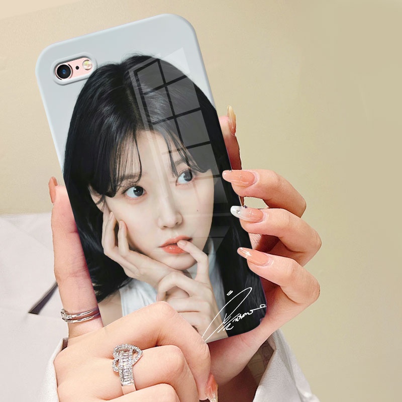 IU Lee Ji Eun CASE Untuk iphone 6 6s plus CUSTOM REQUEST FOTO FULLPRINT FILM KILAU PREMIUM HARDCASE 
