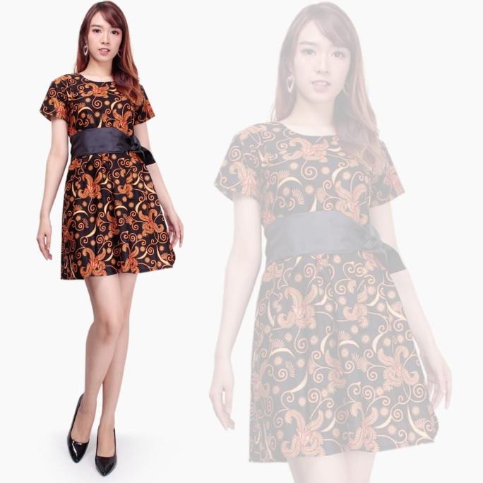 New Midi Dress Prenisa Shortdress Pendek Casual Modern Batik Wanita Stok Terbatas