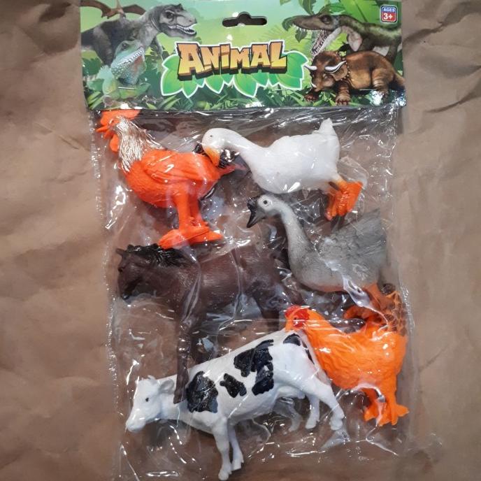 MAINAN MINIATUR HEWAN KARET ANIMAL FARM ISI 6 PCS CAMPUR