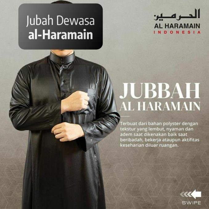 Baju Jubah Gamis Al Haramain Pria Dewasa Hitam Putih Polos Premium Original