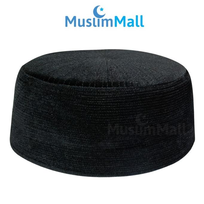 Barang Ready Peci Chechen Beludru Bulat Kaku Coklat Gelap Velvet - Thekufi