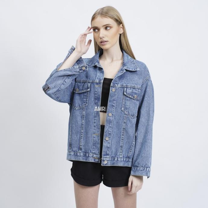 AMR Original - Jaket Jeans Wanita Oversize Bordir Denim- JJ ERAKS 1397