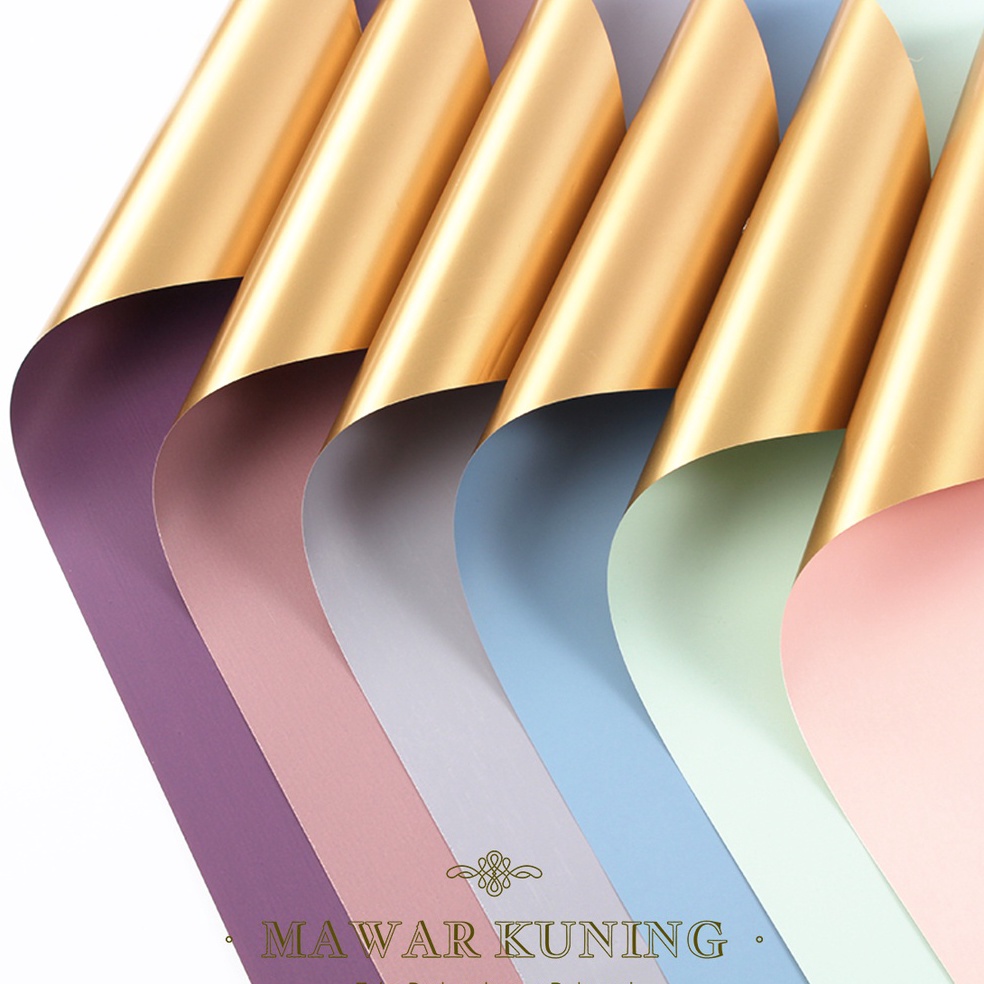 

[ 20 Lembar ] 2 Side Gold Flower Wrap / Kertas Cellophane - OWF ➤Ready Stock