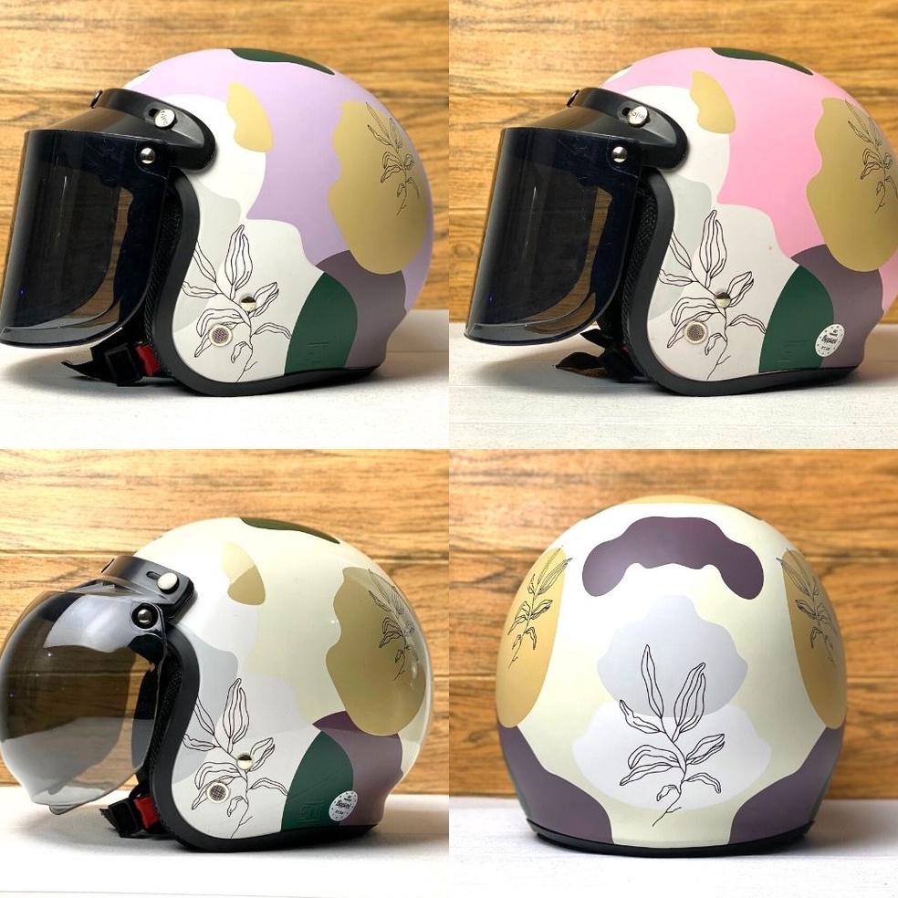 Tren Terbaru.. HELM BOGO RETRO DEWASA WANITA CEWEK FULL LEHER AESTHETIC