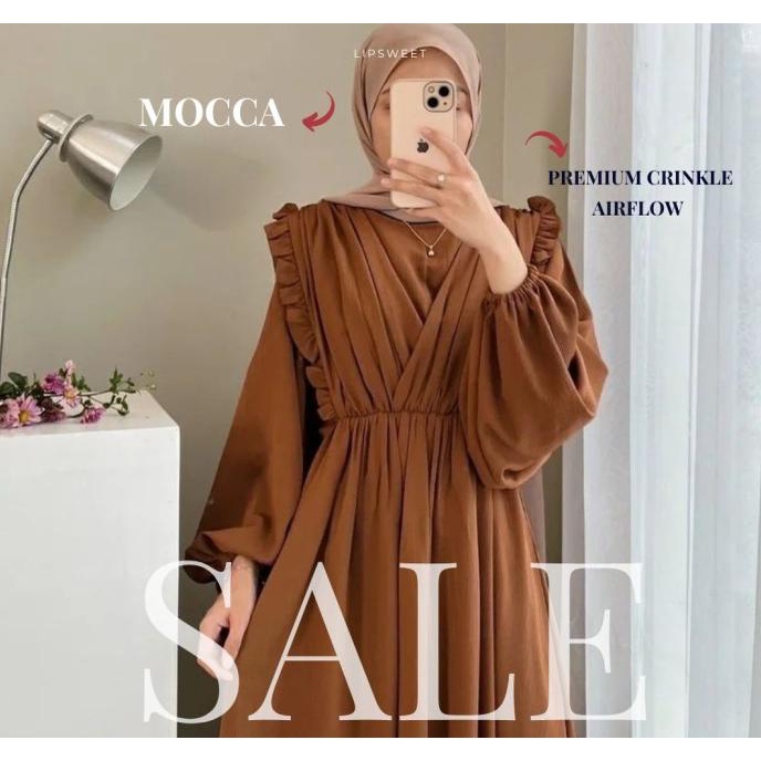 ori Gamis Gisella Wanita Crinkle Airflow Premium Baju Muslim Long Dress ori