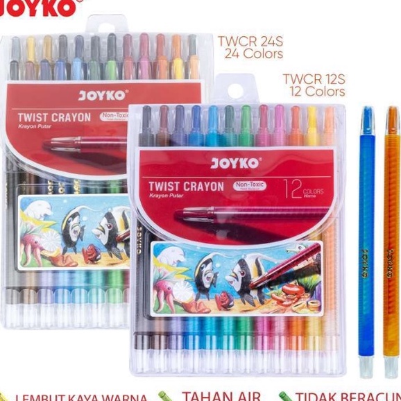

69 TWIST CRAYON PUTAR JOYKO TITI TWCR-12S 12 Warna Colors TWCR 12 SET PASTEL KRAYON TIDAK BERACUN TI CP 9886