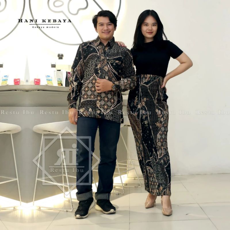Couple Pasangan Batik Modern Baju Couple Kondangan Kemeja Dan Rok Batik Couple Lamaran