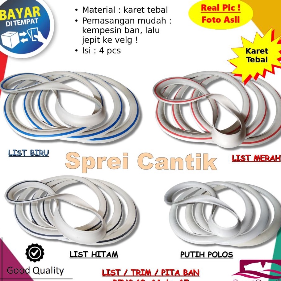 [ Bisa Cod ] Lis Ban Isi 4 Pcs Ring 12 / 14 / 17 Bebek dan Matic - List Trim Pita Ban Sepeda Motor W