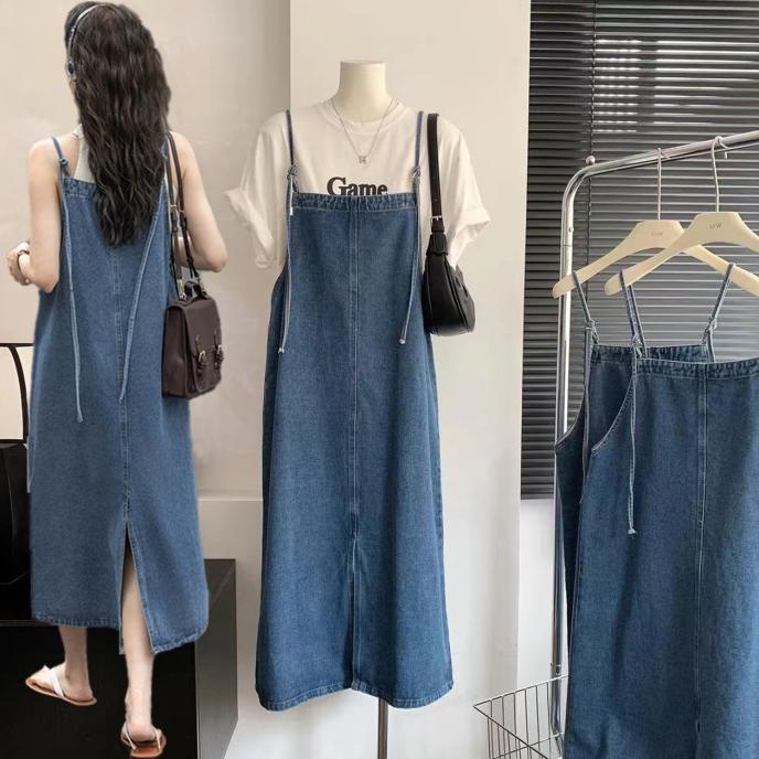 Overall Jeans Panjang Wanita Rok Suspended Dress Rok Jeans Panjang