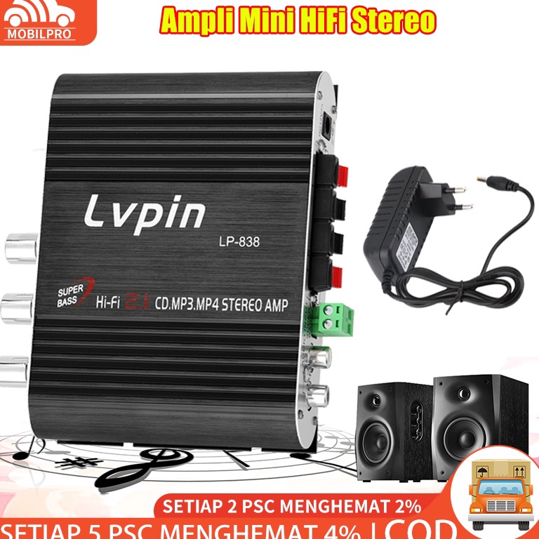 laris manis.. Lvpin Ampli Mini HiFi Stereo Power Amplifier Treble Bass Booster 12V Audio Amplifier 2.1 channel