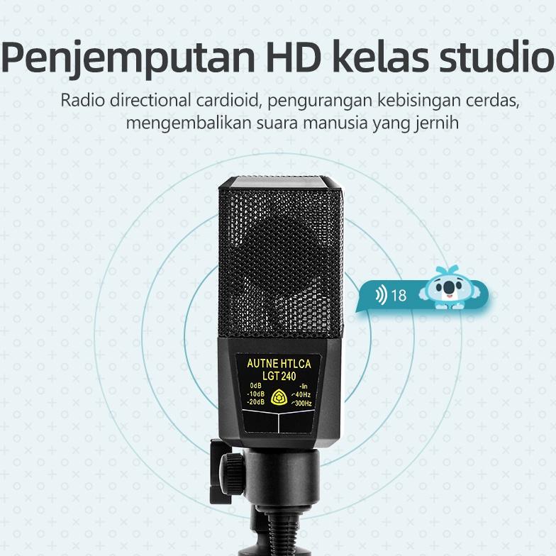 Qnd385 Basike Microphone Condenser Peralatan Audio Portable Original Untu Podcast Pc Gaming Live 3.5
