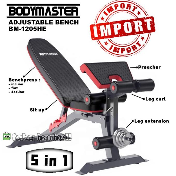 Adjustable Bench Multifungsi, Preacher Press Leg Curl SitUp Bodymaster