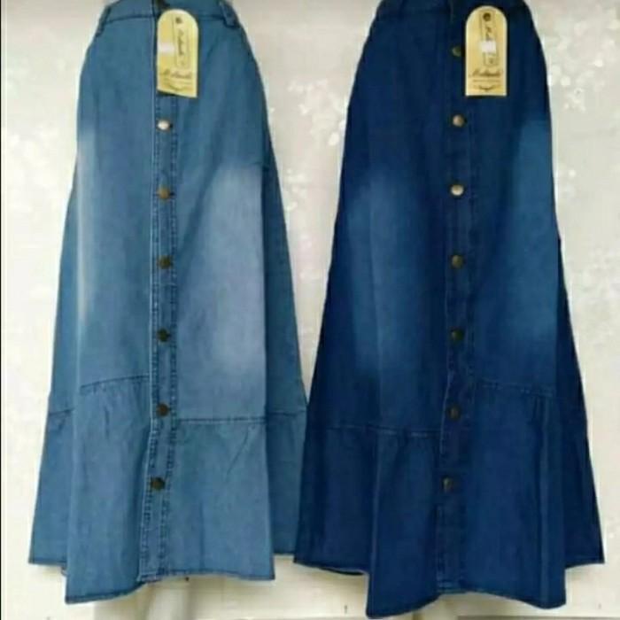 ROK PANJANG JEANS RAMPLE/ROK PANJANG WANITA/ROK JEANS WANITA