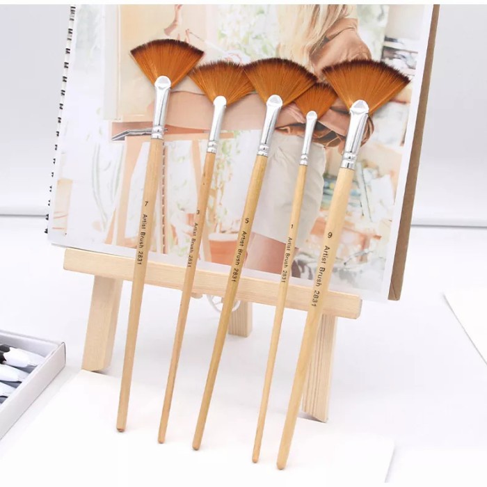 

Terlaris Kuas Lukis Cat Air Akrilik Bentuk Kipas Set 5 Pcs Oil Paint Fan Brush