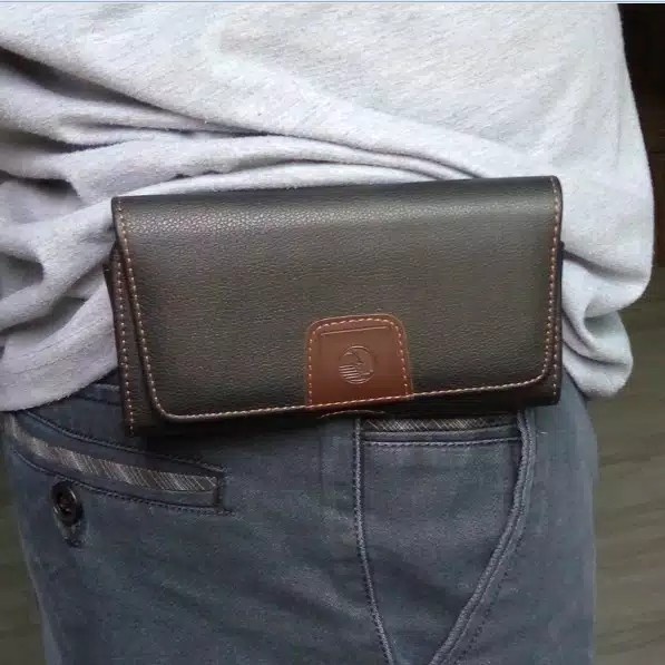Sarung Hp Dompet Hp Pinggang Kulit Asli Import Horizontal