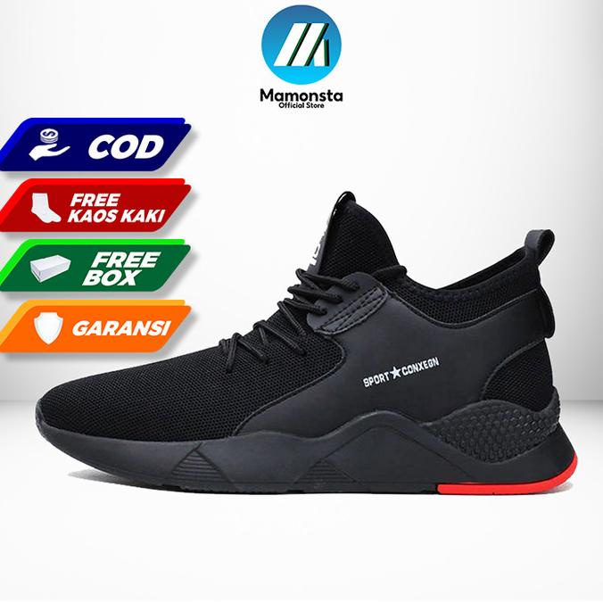 SEPATU SNEAKERS KETS KET FULL BLACK HITAM POLOS SEKOLAH OLAHRAGA PRIA