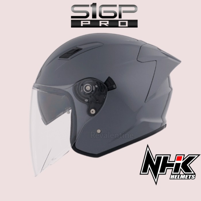 Nhk S1Gp Pro Grey Glossy Solid Helm Half Face S1-Gp Abu Kilap Sni