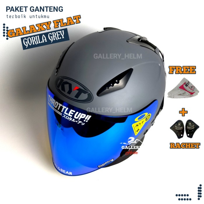 Helm Kyt Galaxy Gorila Grey Paket Ganteng Kyt Galaxy Flat R