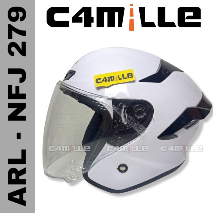 Paket Ganteng Helm Arl Tt Course Nfj Kairoz 279 Solid White Half Face