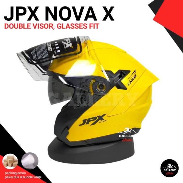 Helm Jpx Nova X Solid Yellow Helm Double Visor